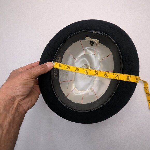 Vintage STETSON Sovereign Black Felt Men's Fedora Feathered Hat Sz 7 3/8 - Picture 16 of 17